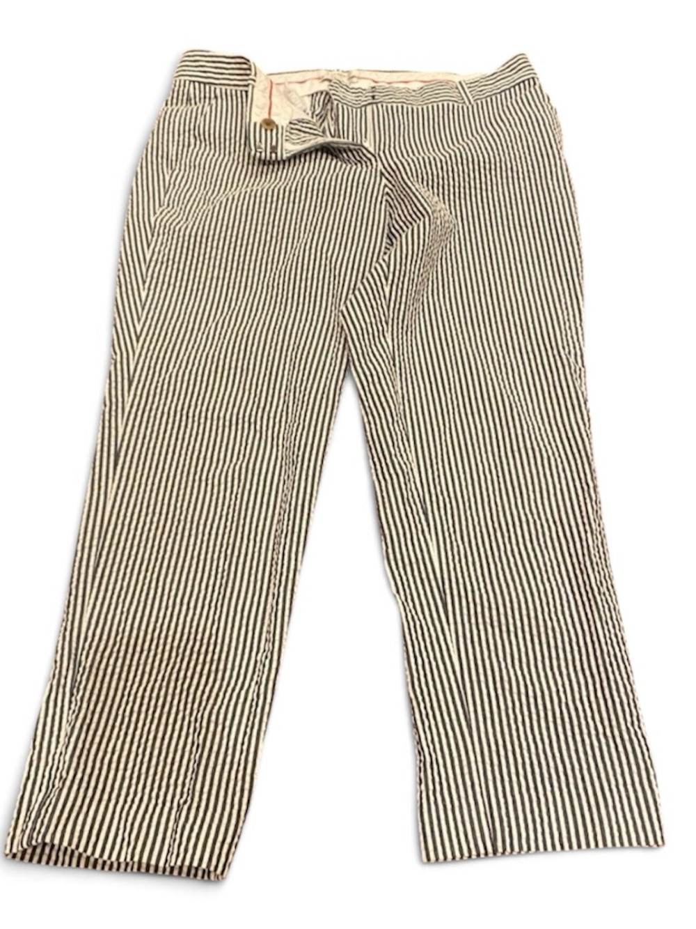 J. Crew Striped Seersucker Capris in Black and White